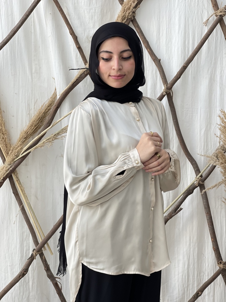 Aryam Satin Blouse - Beige