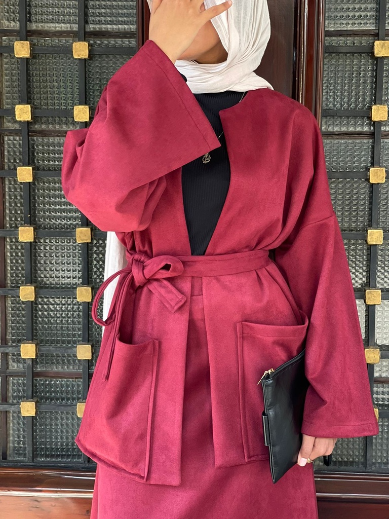 Malika Suede Jacket - Burgundy