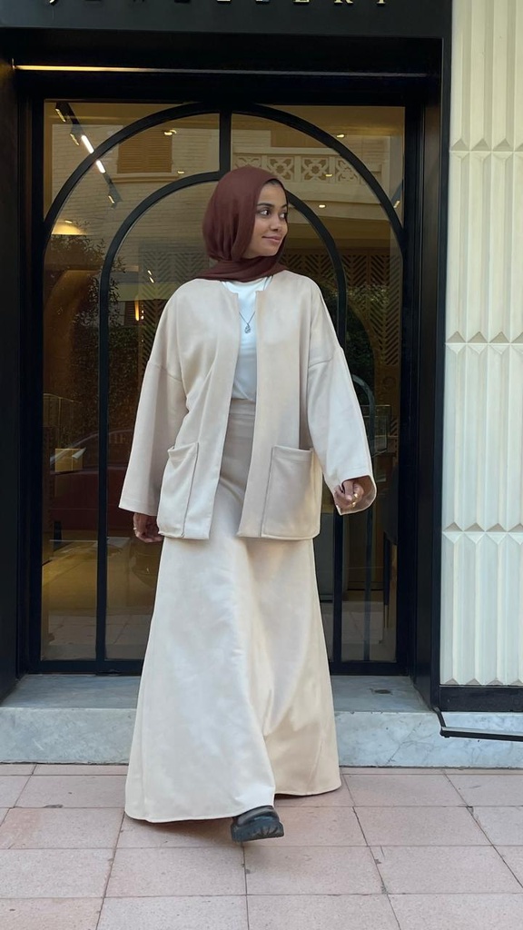 Malika Suede Skirt - Beige