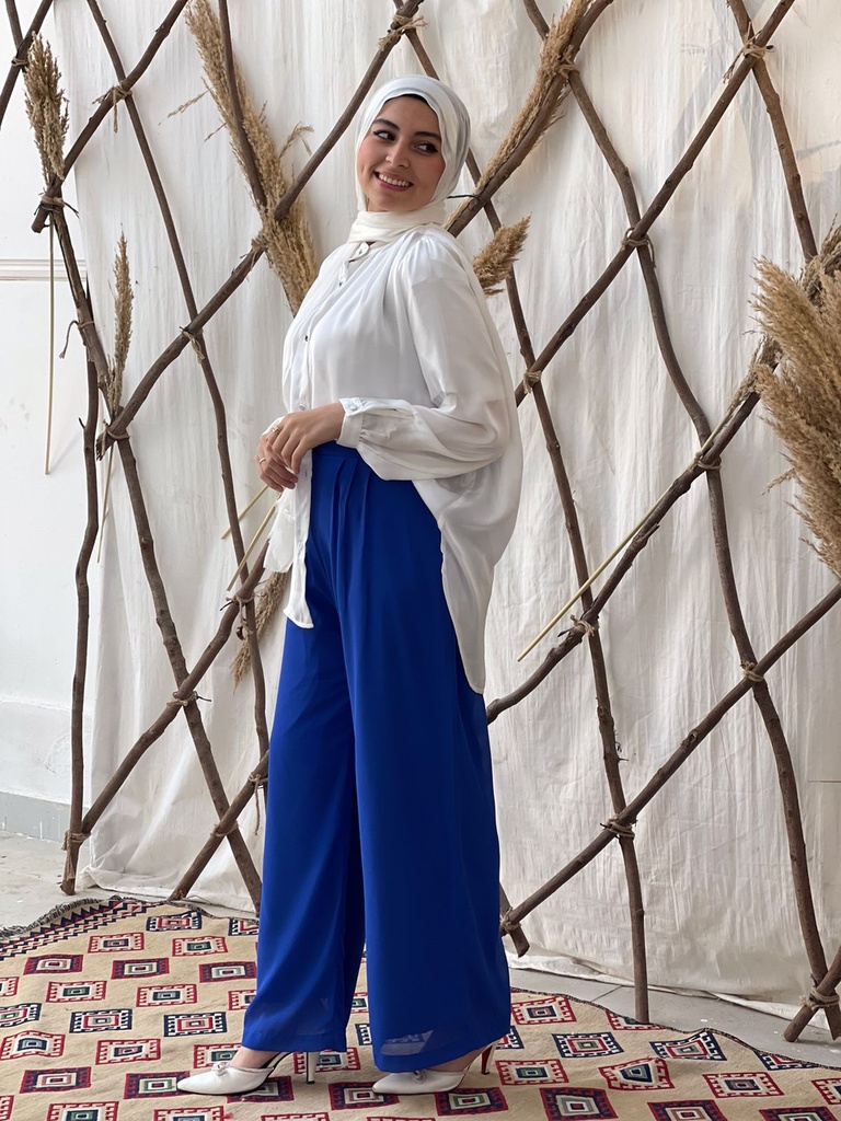 Maria Chiffon wide Leg Pants - Blue