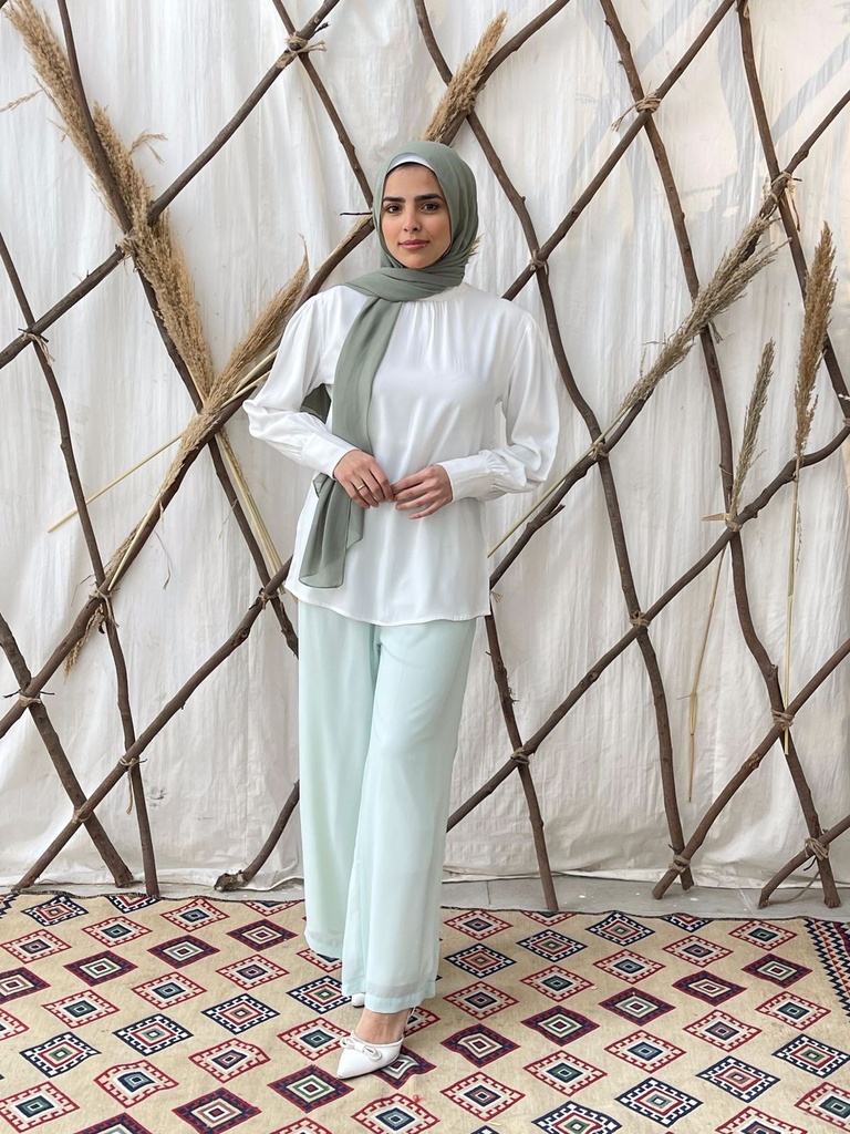 Maria Chiffon wide Leg Pants -Mint
