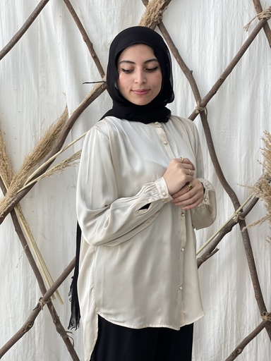 Aryam Satin Blouse - Beige