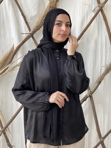 Aryam Satin Blouse - Black