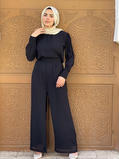 Maria Chiffon wide Leg Pants -Black