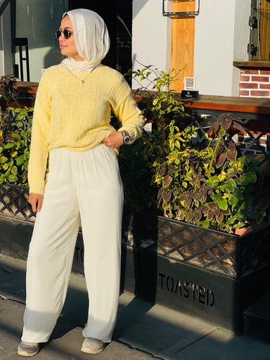 Maria Chiffon wide Leg Pants -Offwhite