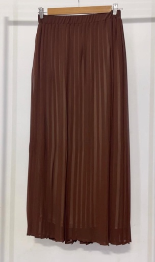Plain Chiffon Pleated Skirt -Brown