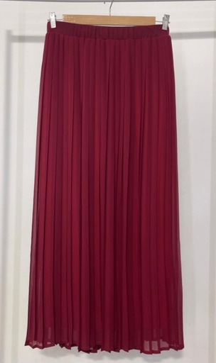 Plain Chiffon Pleated Skirt -Burgundy