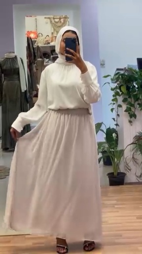 Rowena Chiffon Skirt -Pearl White