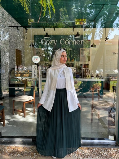 plain chiffon pleated skirt - Olive Green